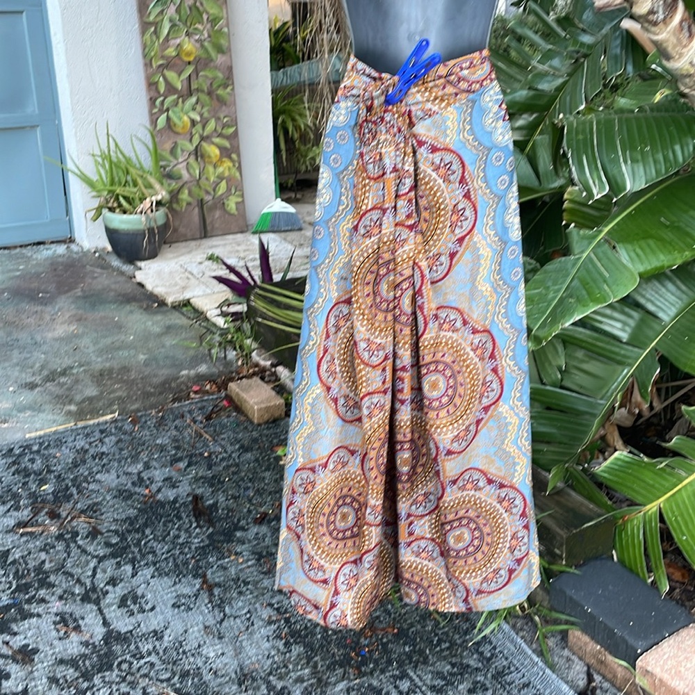 Bohemian border print wide leg wrap pants - Picture 3 of 6